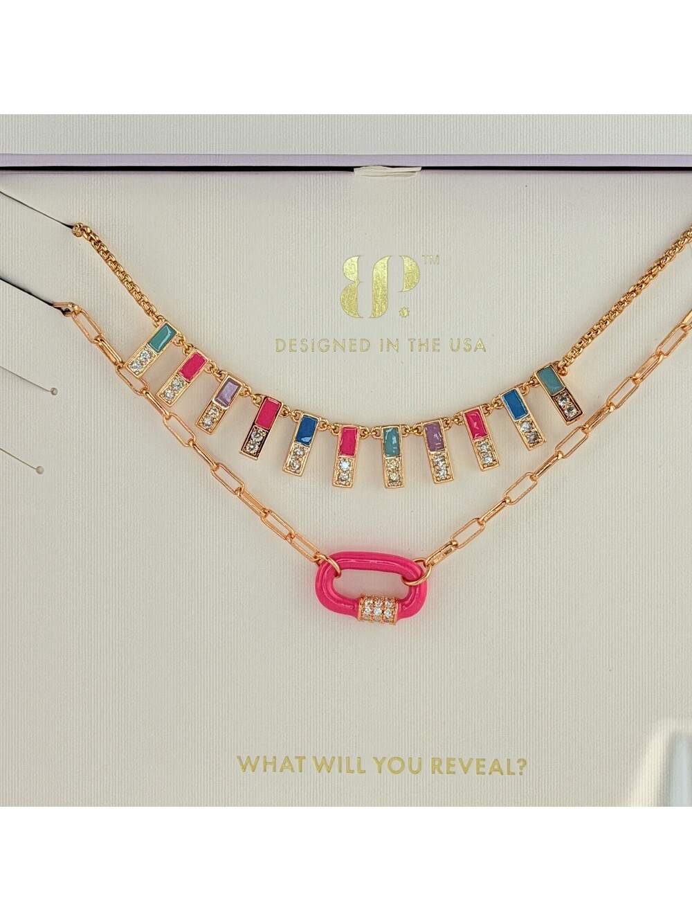 Bomb Party Luxe Layers "Charmed By The Sea" Hand Painted Enamel on Rose Gold